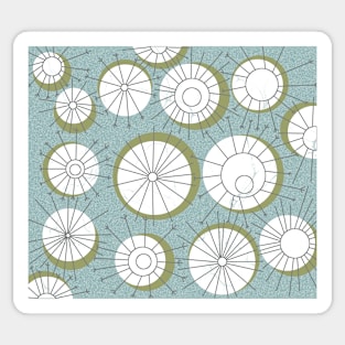 Retro Atomic Abstract Dandelion Clocks on Blue Sticker